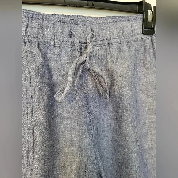 St Tropez West Drawstring Waist Linen Wide Leg Chambray Pants(L) - Picture 4 of 7